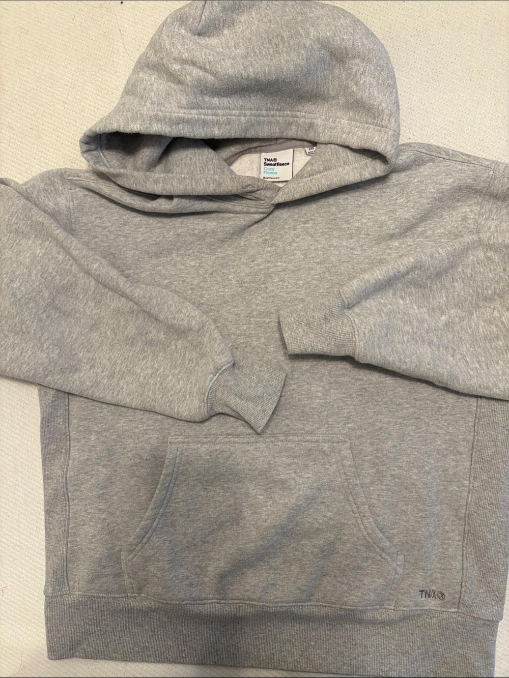 TNA Sweatfleece Heather Gray Pullover Hoodie w/ front pocket